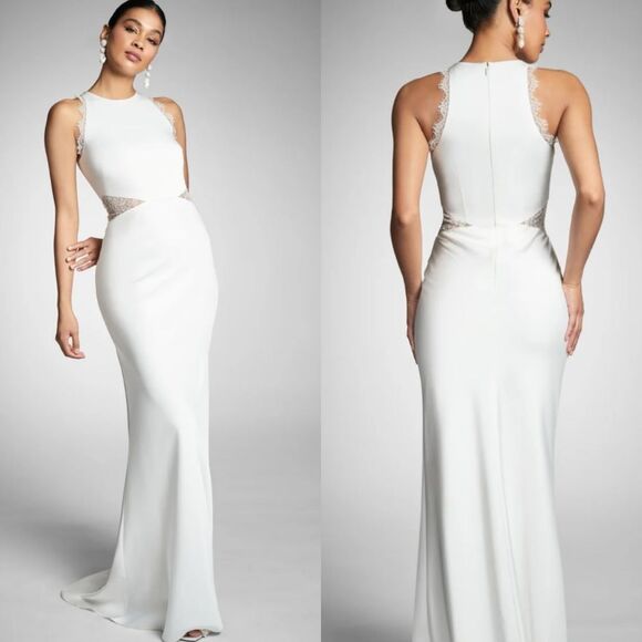 Nwt Anthropologie Sachin & Babi Isla cutout satin ivory white lace wedding gown - Picture 1 of 13